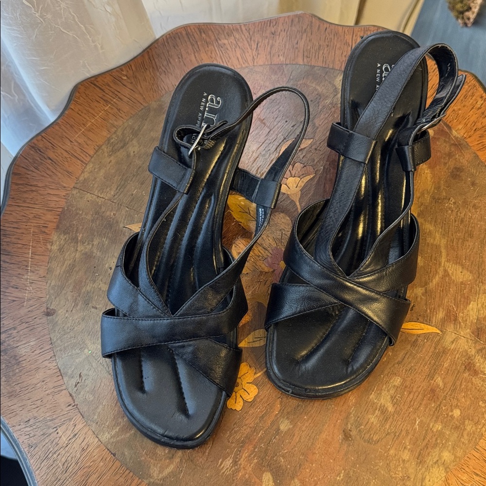 ana Black Leather sandals size 8.5